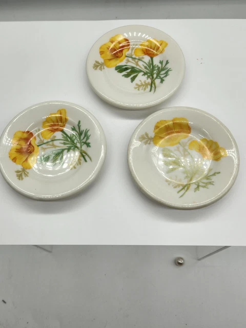 1961 Santa Fe Railroad California Poppy pattern butter pat Syracuse China 3