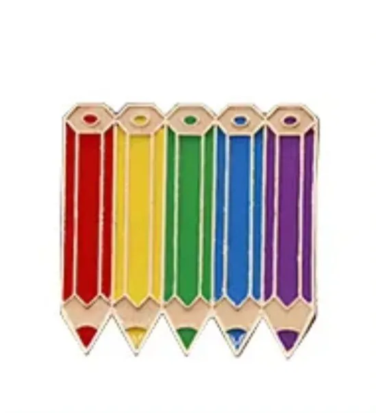 A Rainbow Of Pencils  Enamel Lapel Metal Brooch Jewellery - Great Teacher Gift