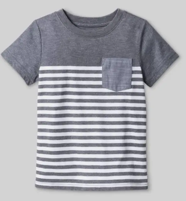 Cat & Jack Grey Stripe Infant Toddler Boys Shirt 18M 2T 3T 5T NWT