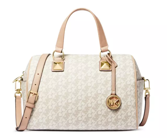 Michael Kors Logo Grayson Duffel Satchel  VANILLA