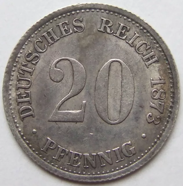 Münze Deutsches Reich Kaiserreich Silber 20 Pfennig 1873 H in Vorzüglich