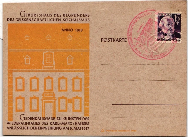 Französische Zone Rheinland-Pfalz 5 auf Postkarte #IS024