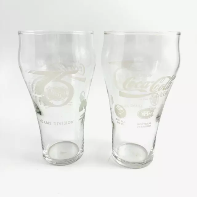 Vintage Coca Cola  75th Anniversary NHL Smythe Division Set of 2 Clear Glasses
