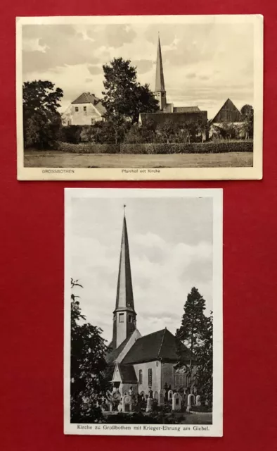 2 x AK GROSSBOTHEN bei Grimma 1913 Pfarrhof mit Kirche  ( 78539