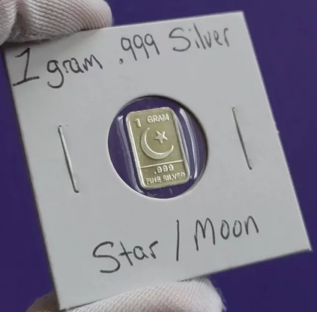 Star & Moon Zodiac - 1 gram .999 fine pure SILVER mini bullion bar ingot