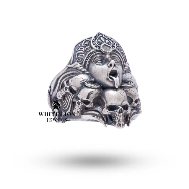 Bague Argent 925 Méduse Gorgone – Style Motard – Taille 10 – Fait Main – Sans Pierre
