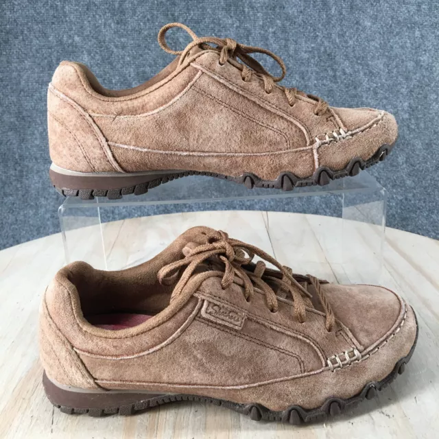 Skechers Shoes Womens 5.5 Bikers Curbed Sneakers Brown Leather 49336 Lace Up