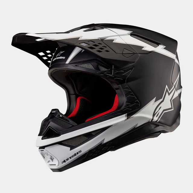 Alpinestars 2024 Supertech SM10 Ampress Black White Matt Motocross Helmet MX