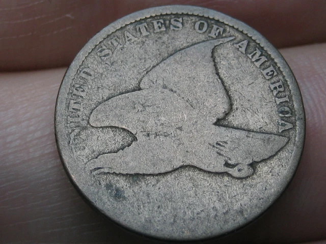 1858 Flying Eagle Penny Cent- Small Letters, Good/VG Details