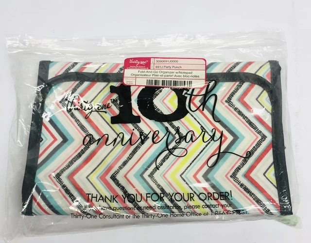 Thirty One Fold and Go Organizer with Note Pad and Pen PARTY PUNCH Chevron Thirty One Fold and Go Organizer with Note Pad and Pen PARTY PUNCH Chevron