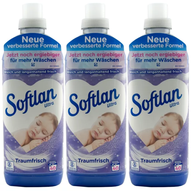 Softlan Ultra Softener Traumfrisch 3 x 1Liter for 40 Washes -noch