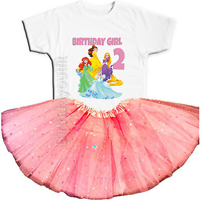 Disney Princesses Party 2nd Birthday Pink Tutu Outfit Personalized Name option