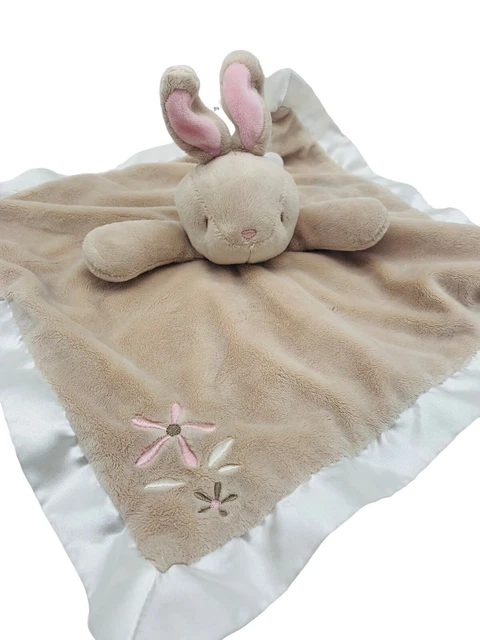 Douglas Baby Bronceado Conejo Conejo Amoroso Flores Manta de Seguridad Peluche Crema Satén