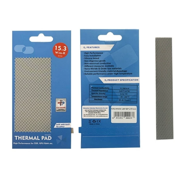 HY153 Thermal Pad Graphics Card Cooling Silicone Pads Heat Sink for GPU CPU PC