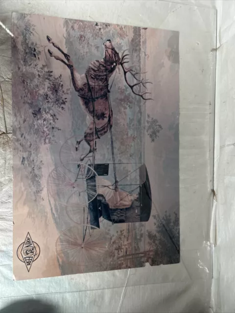 John Deere Advertising Cardboard Poster 17” x 25” Carriage Deer