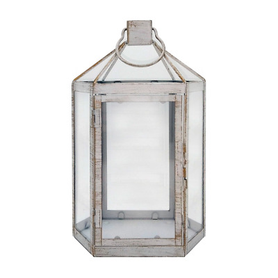 Lanterna Porta candela da Giardino e Interno stile Shabby Metallo Bianco 2 Pezzi 