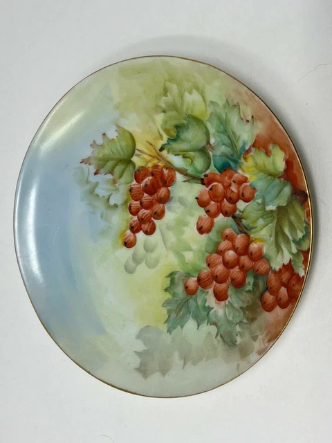 Antique MZ Austria  Dessert Plate Berries hand painted by Koch
