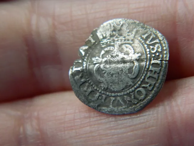 Post Medieval crowned Tudor rose hammered silver coin Metal detecting detector