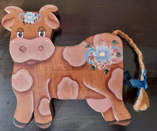 Painted Wooden Cow Hanging