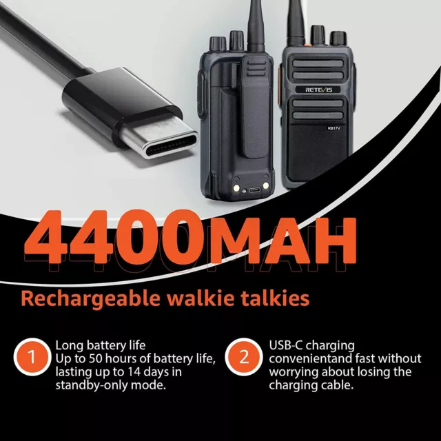 RB17V Walkie Talkies with Earpiece 4400mAh Adults 2 Way Radios Rechargeable