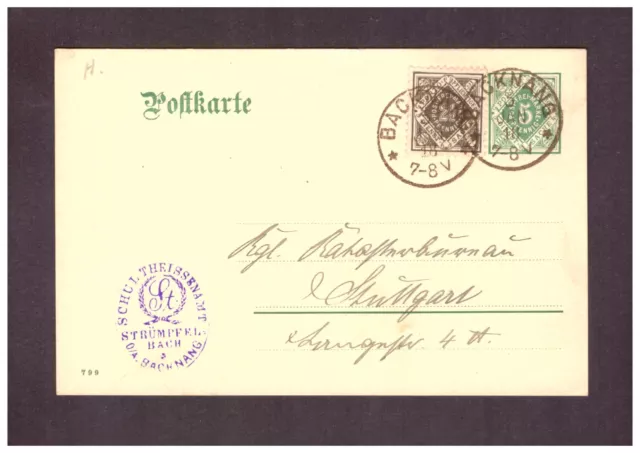 Altdeutschland Württemberg Sammlung Postkarten um 1900 echt gelaufen, 5 Stück  1