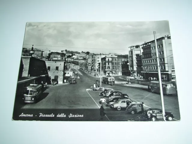 Cartolina Ancona - Piazzale della Stazione 1959.