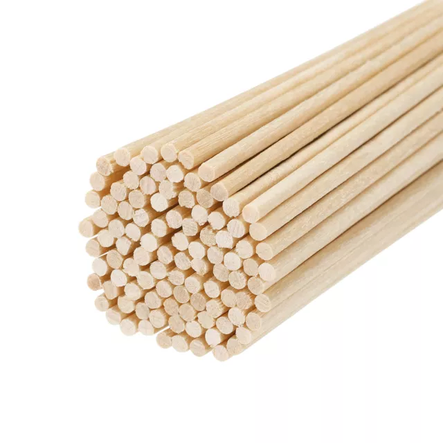 Round Wood Sticks 5/64"x6" Dowel Rod Unfinished Hardwood Stick Craft 100Pcs