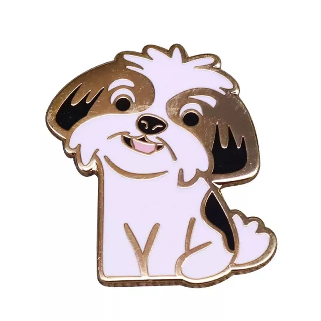 Lhasa Apso Shih Tzu Maltipoo Yorkshire Terrier Maltese Puppy Dog Cute  Pin Badge