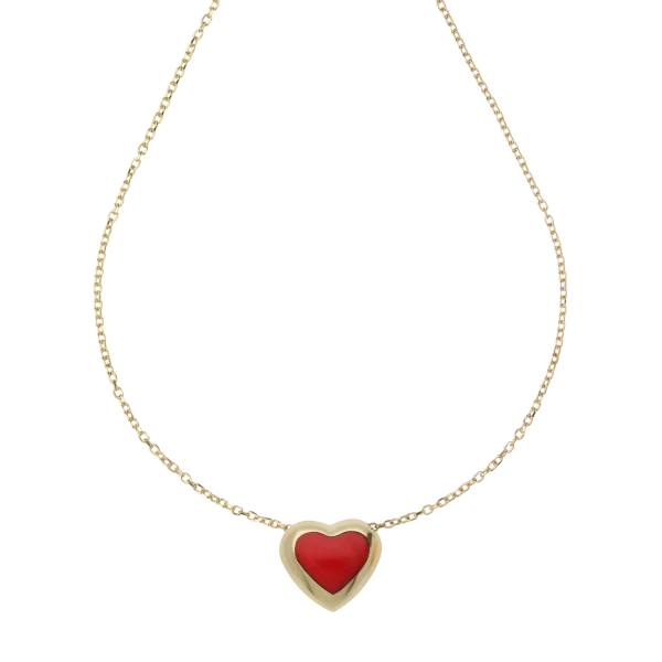 Pendentif Ancien En Or 18k Rose Avec Bouddha Gravé En Corail - Collier Mi-Long, Occasion
