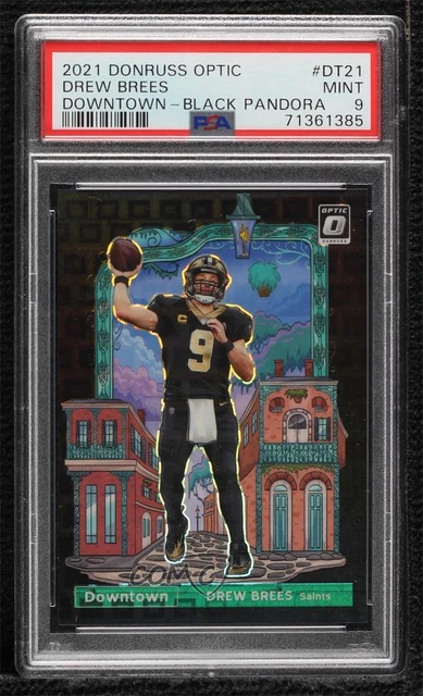 2021 Donruss Optic Downtown Black Pandora Prizm 8/25 Drew Brees PSA 9 MINT