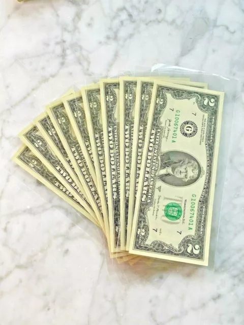 Ten Two Dollar Rare Notes Bills Us Paper Money Estate Lot Sale Unsearched Cash