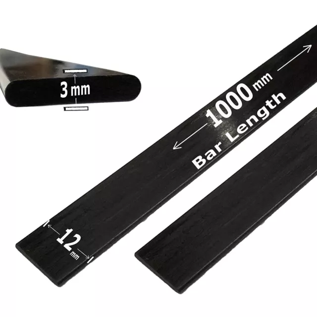 (1) 3mm x 12mm 1000mm - PULTRUDED-Flat Carbon Fiber Bar. 100% Pultruded high...