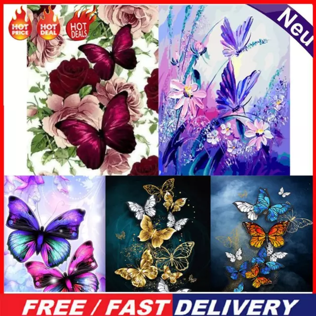 Canvas DIY Color Butterfly Hand Painted Drawing Artwork Oil Kit Paint By Numbers