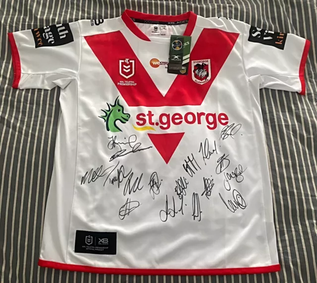 Signed St George Illawarra Dragons Home Nrl  Jersey Ben Hunt Zac Lomax 17 Sigs