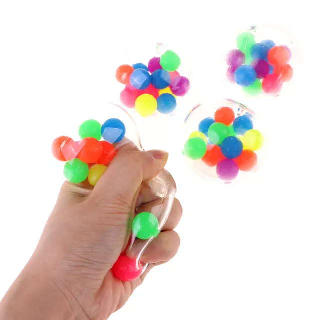 1Pc Squeeze Ball Toy DNA Colorful Beads Relieve Stress Hand Exercise --OY