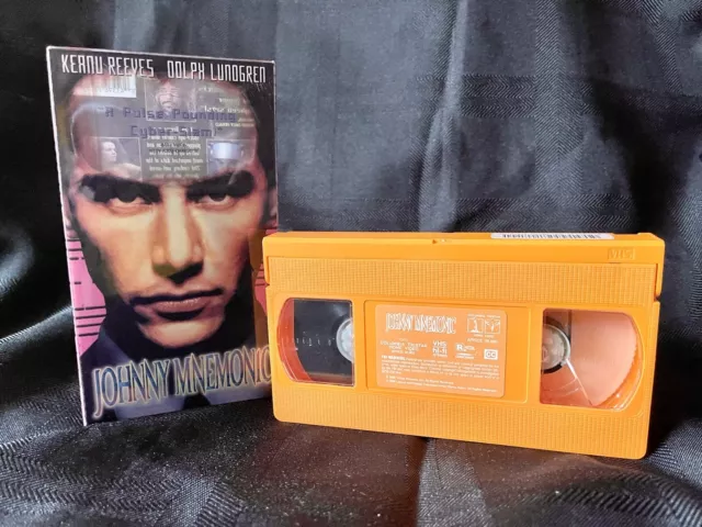 Johnny Mnemonic (1995) VHS - See Through Clear Case / Orange Tape / Keanu Reeves