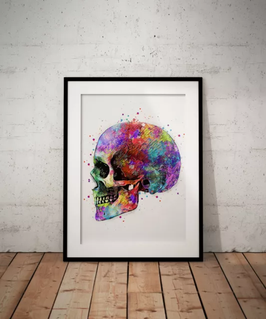 Skull abstract print, poster, prints, posters, watercolour, wallart, gift