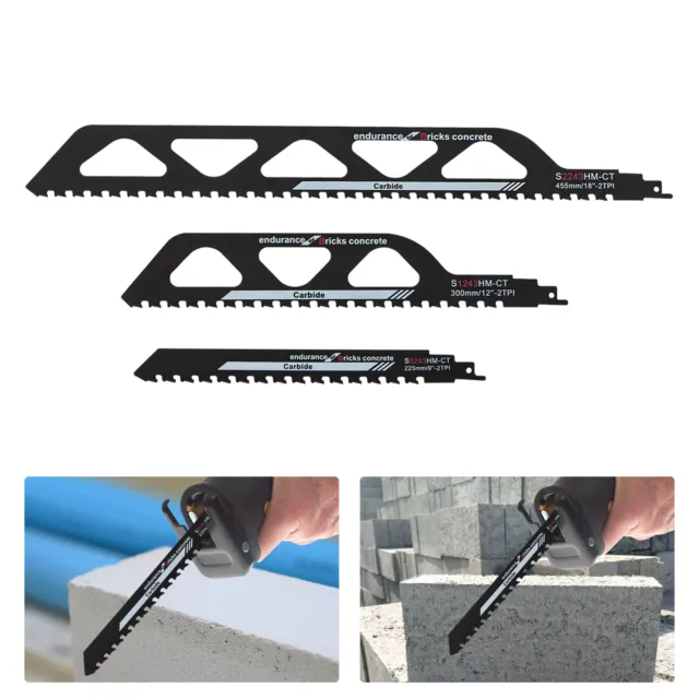 3PCS Concrete Cement Hollow Brick Cutting Reciprocating Sabre Saw Blade Durable