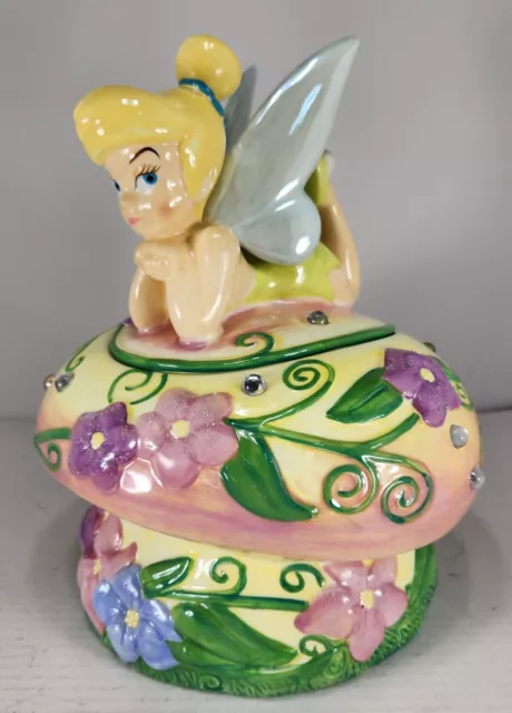 Disney Tinkerbell on Magic Mushroom Cookie Jar Retired Rare Vintage Nice Disney Tinkerbell on Magic Mushroom Cookie Jar Retired Rare Vintage Nice