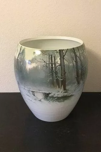 Impérial Porcelaine Usine Russe Très Grand Vase/Pot Décoré Avec Hiver
