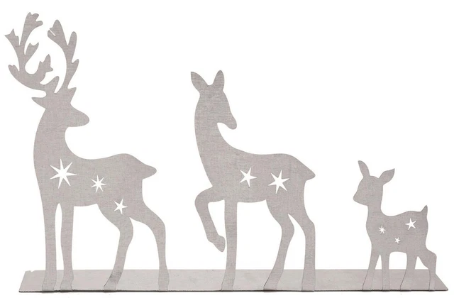 Hirschgruppe Di Lamiera Ccciaio, Argento 17x26x6cm Decorazione Tavolo Rialzo