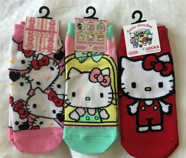 Nuovo con Etichette 3 Paio Sanrio Hello Kitty Calzini Importato Da Giappone