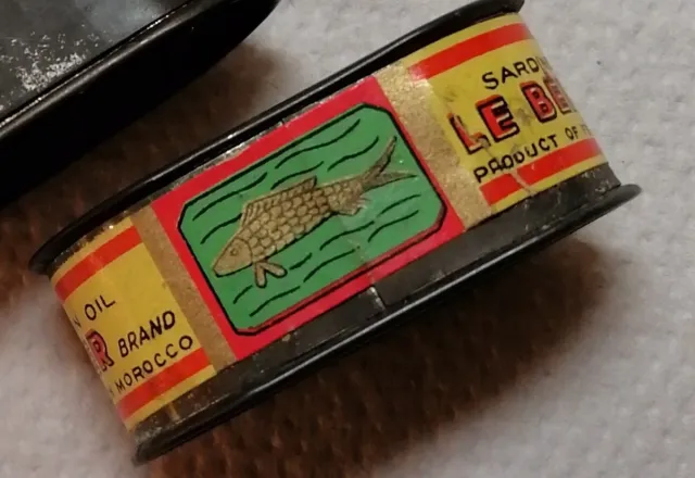 alte Miniatur Blechdose Ölsardinen Fischdose für Kaufladen/Sammler