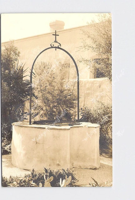 RPPC Real Photo Postcard View Of Well With Cross On Top Of Wrought Iron Arch Cac