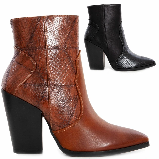 Bottes Femme Western TooCool – Style Santiags Cow-boy, Cuir Synthétique, Talon Moyen Bloc, Fermeture Zipper, Neuves Sous Boîte