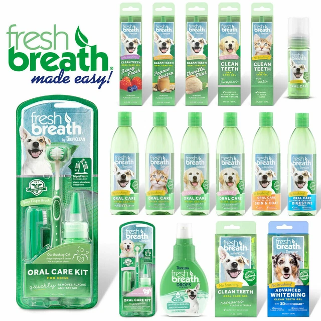 Tropiclean Fresh Breath Dog & Puppy Dental Kits Oral Care Gel Foam Toothbrush