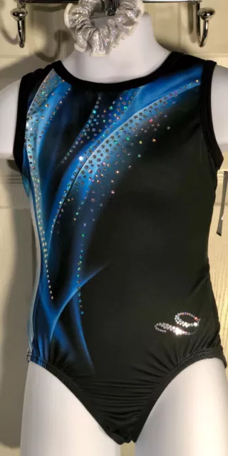 DREAMLIGHT GK Elite GYMNASTIC DANCE LEOTARD BLACK BLUE SPANGLEZ CS DREAMLIGHT GK Elite GYMNASTIC DANCE LEOTARD BLACK BLUE SPANGLEZ CS