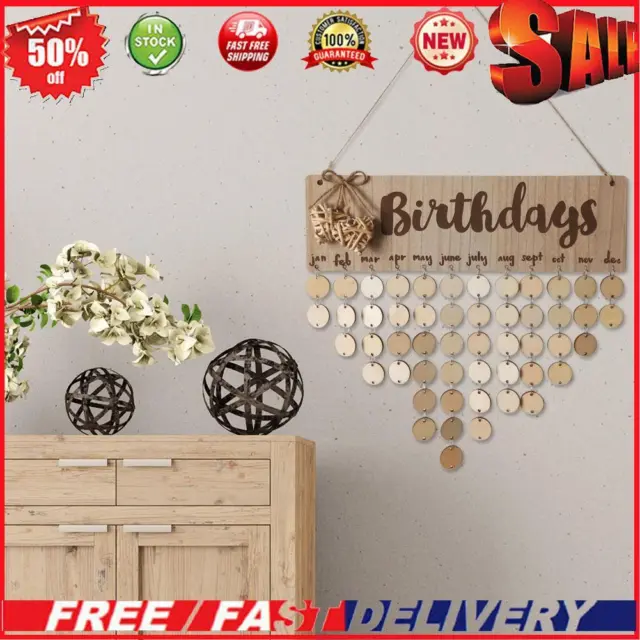 DIY Wooden Round Plate Wall Hang Calendar Sign Birthday Date Reminder Board
