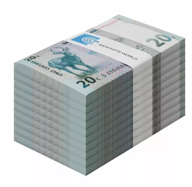 Congo Democratic Republic 20 Centimes, 1997, P-83, UNC X 1000 PCS Brick