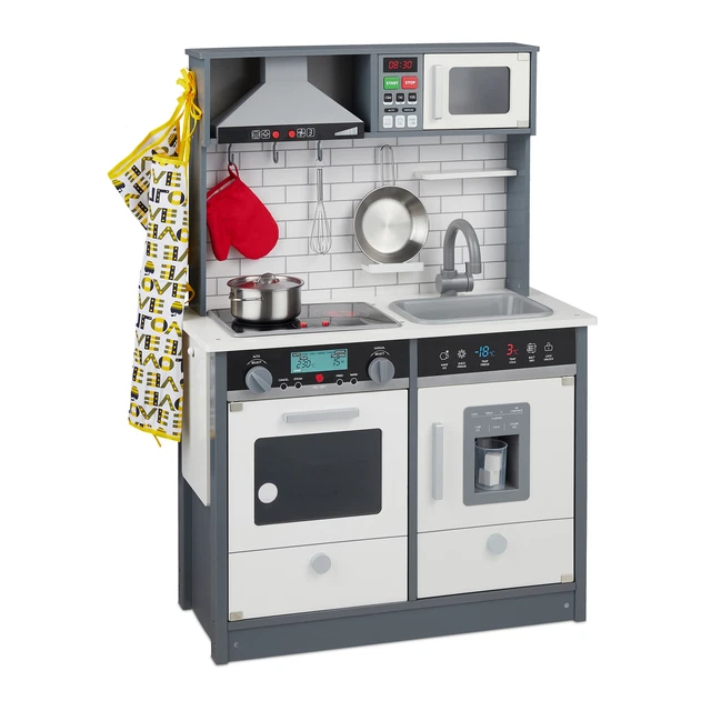 Grande cuisine en bois interactive 120 cm avec bacs de tri WOOD N PLAY